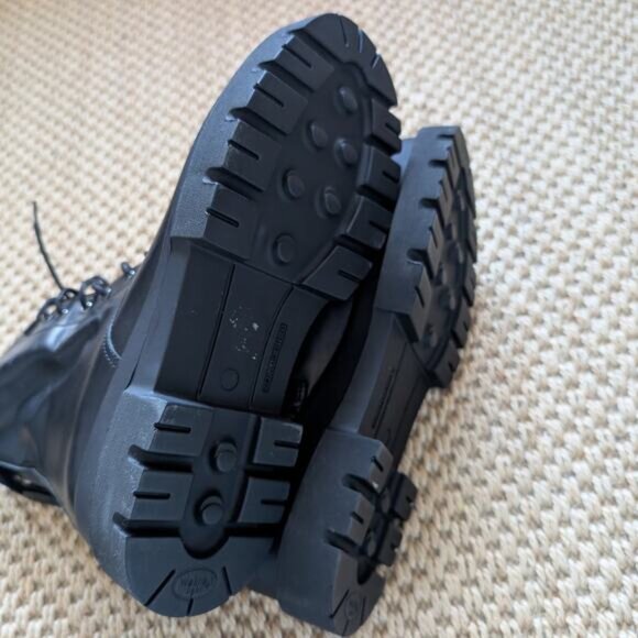 LA CANADIENNE Brendan Combat Boots Lug Sole Waterproof Black Leather 38 US 7.5 - Picture 8 of 13